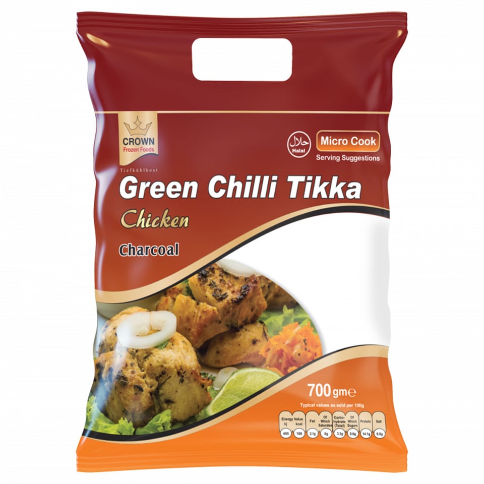 CROWN Chicken Green Chilli Tikka 12PCS 700 Grams