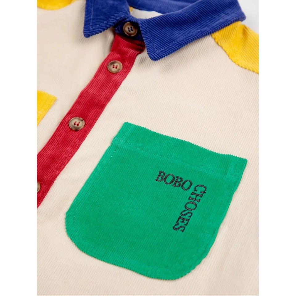 Bobo Choses Bobo Square Embroidery Color Block Corduroy Shirt