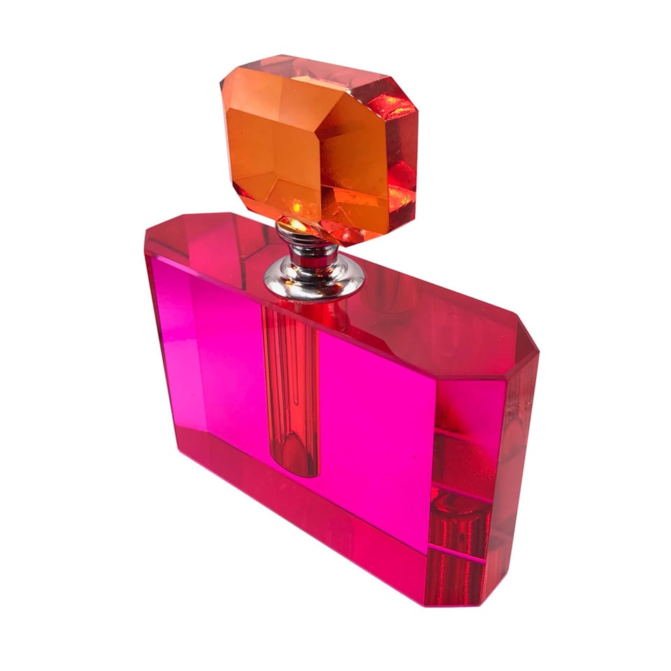 Parfumfles Votief Oranje-Fuchsia Kristal Glas 13x14x4cm