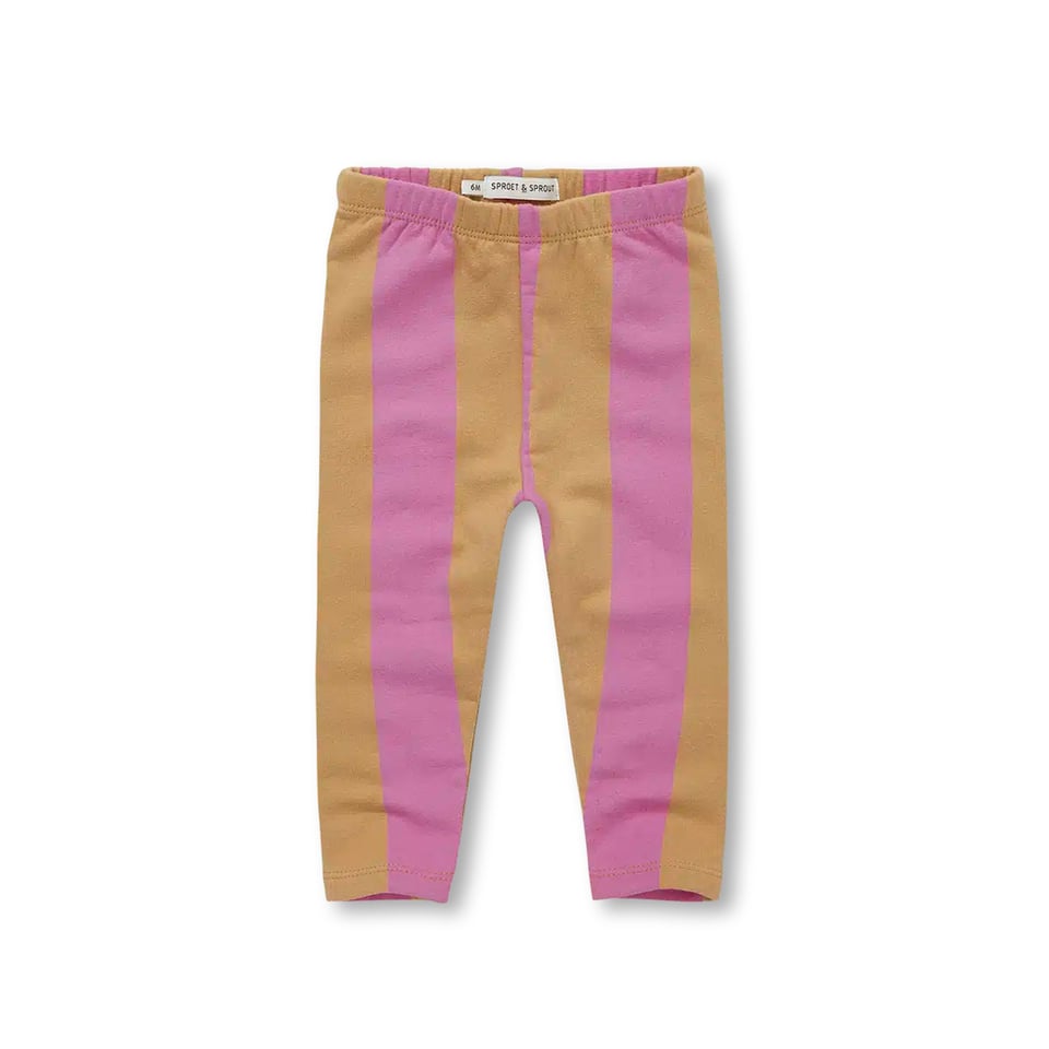 Sproet & Sprout Legging Block Stripe Purple Pinklight Mustard