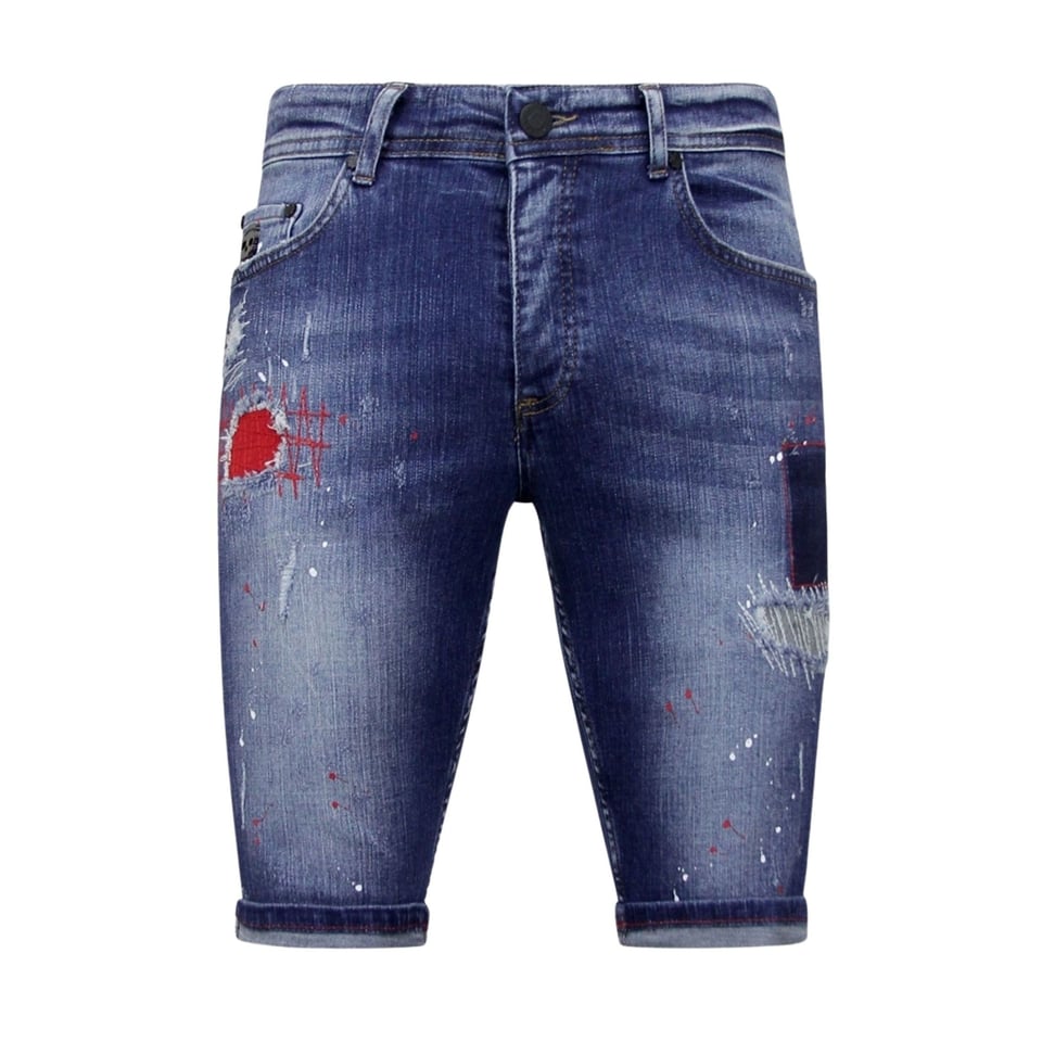 Exclusieve Korte Spijkerbroek Heren Stretch - 1041 - Blauw