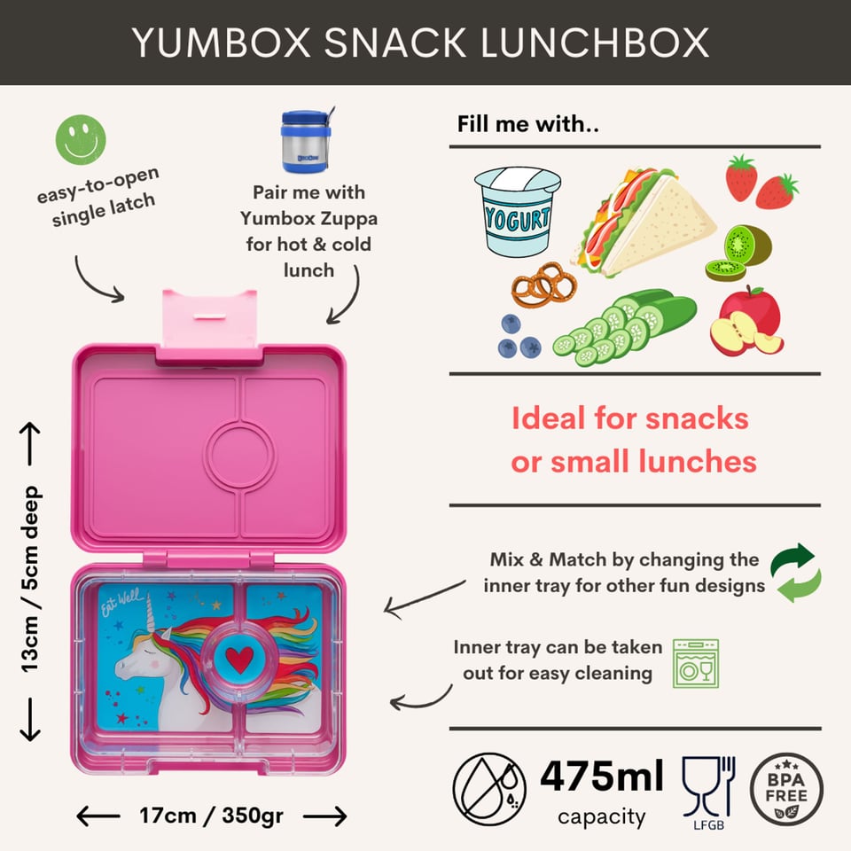 Yumbox Snack 3 Vakken Malibu Purple / Magical Unicorn - Malibu Purple / Paars
