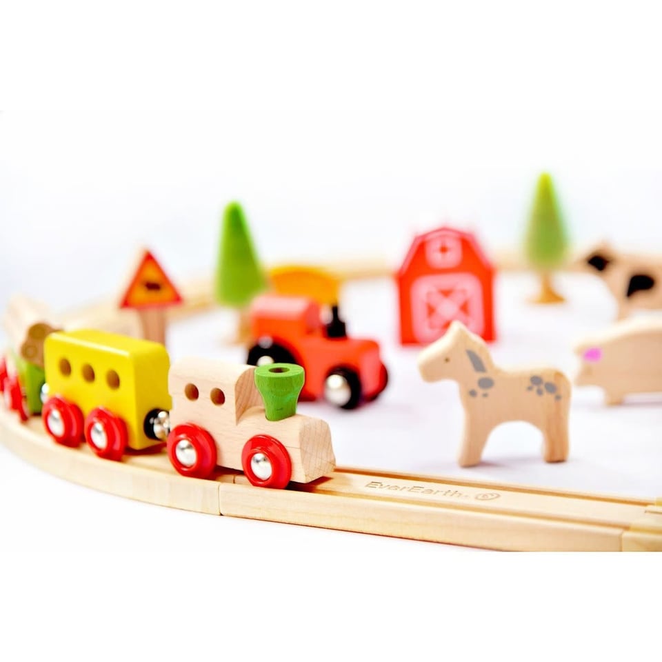 EverEarth Houten Treinbaan Farm Train Set 25 Delig 3+