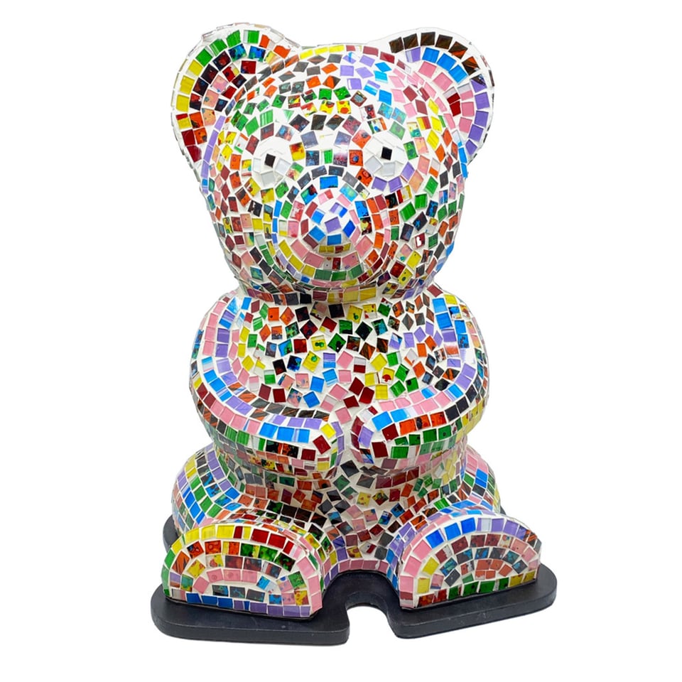 Beeld Design Beer Multicolor Mozaïek Glas 25x38cm
