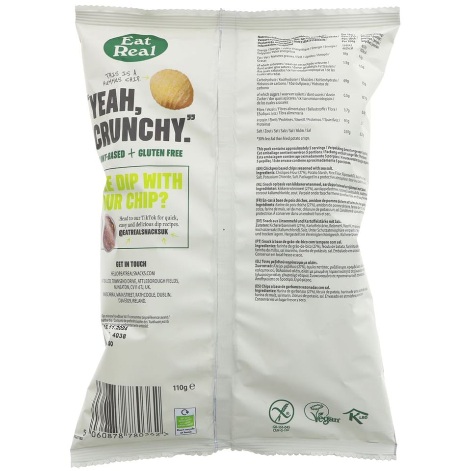 Eat Real Hummus Sea Salt Chips 110g