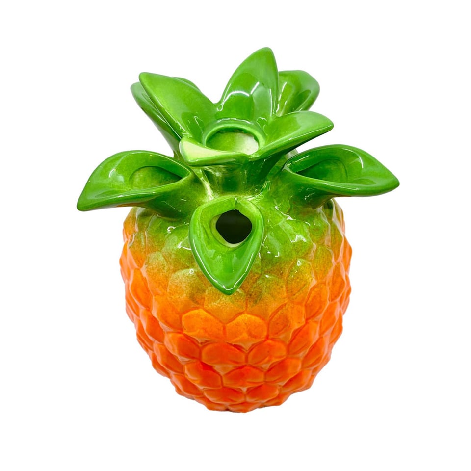 Vaasje Ananas Tropical 14x18cm in 4 Kleuren - Kleur : Geel