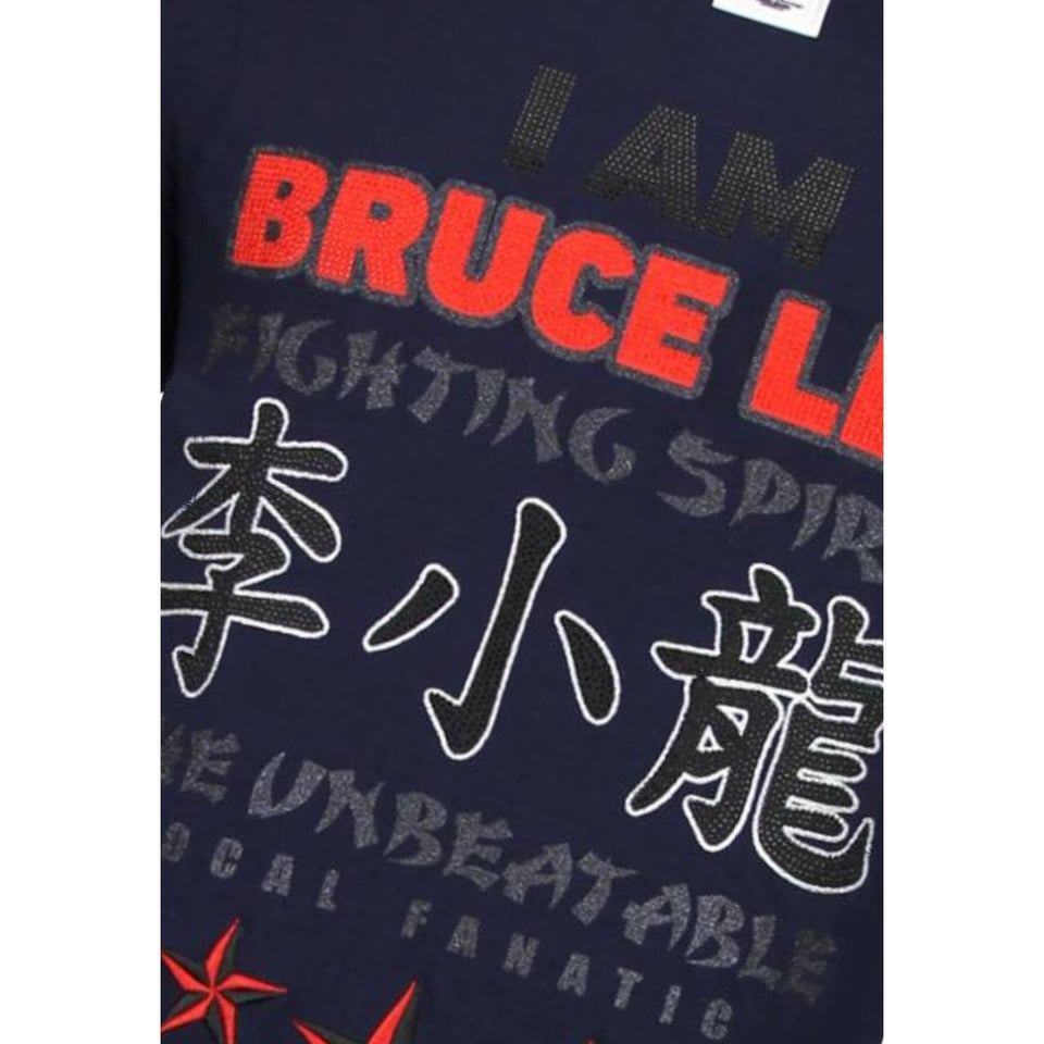 Fighter - Bruce Lee T-Shirt Rhinestones - Navy