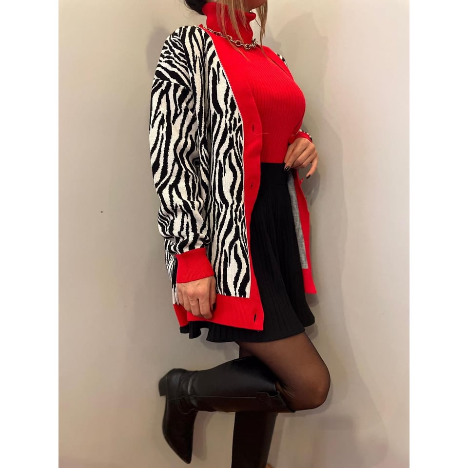 Zebra Oversized Dames Vest -13349 - Wit / Zwart - Maat: One Size