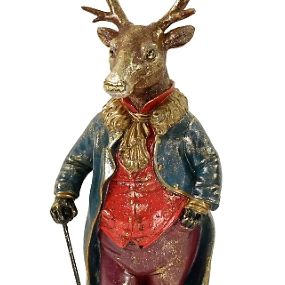 Beeld Dandy Hert Met Wandelstok Multicolor 24x65cm