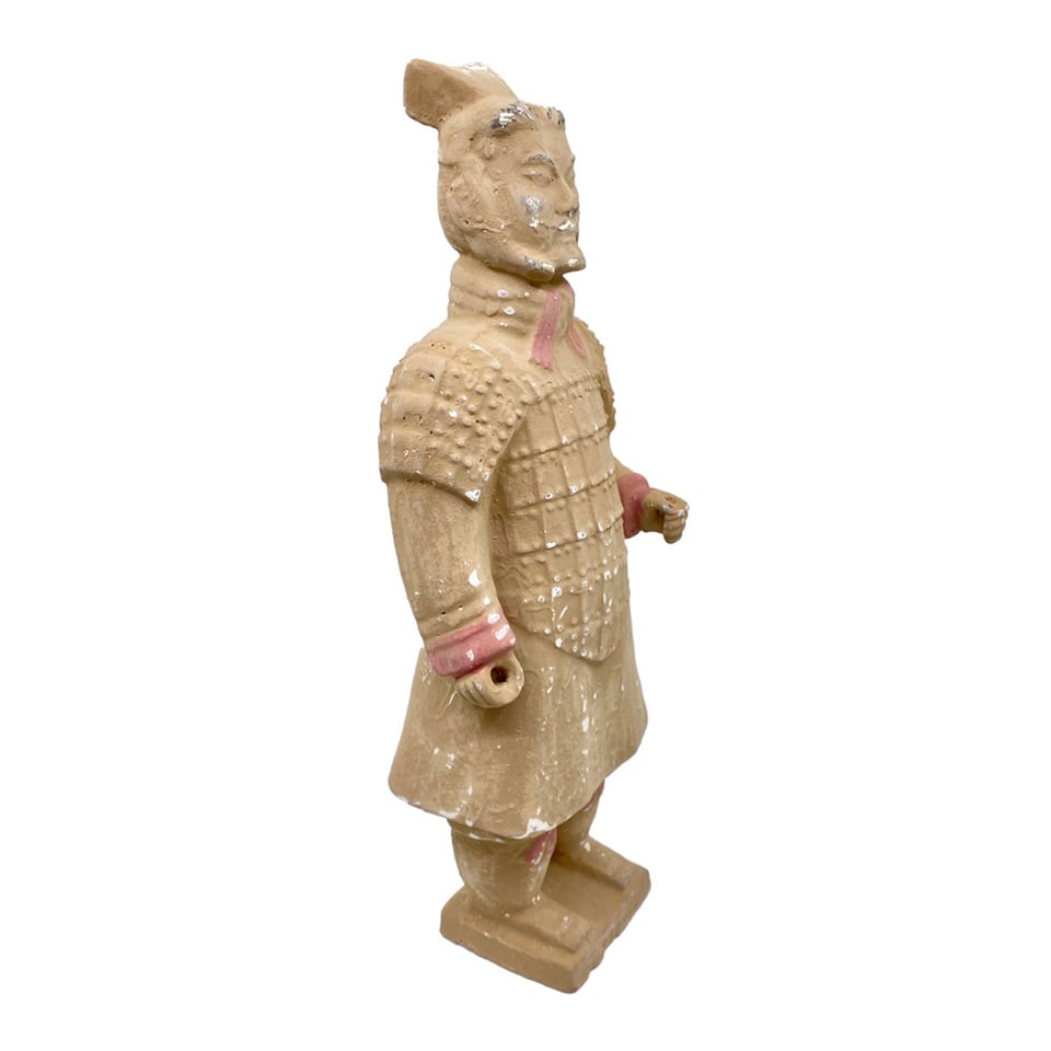 Beeld Chinese Soldaat Staand Strik Terracotta 15x42cm