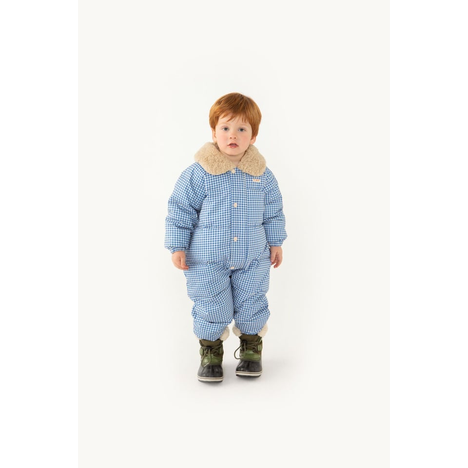 Tiny Cottons VICHY PADDED OVERALL Blue/light Cream | Peddler