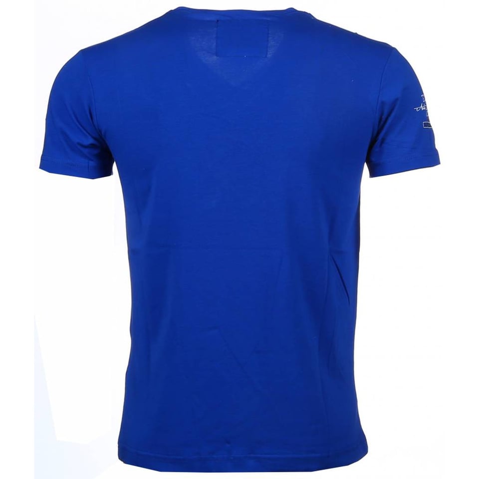 Italiaanse T-Shirt - Korte Mouwen Heren - Borduur Automobile Club - Blauw