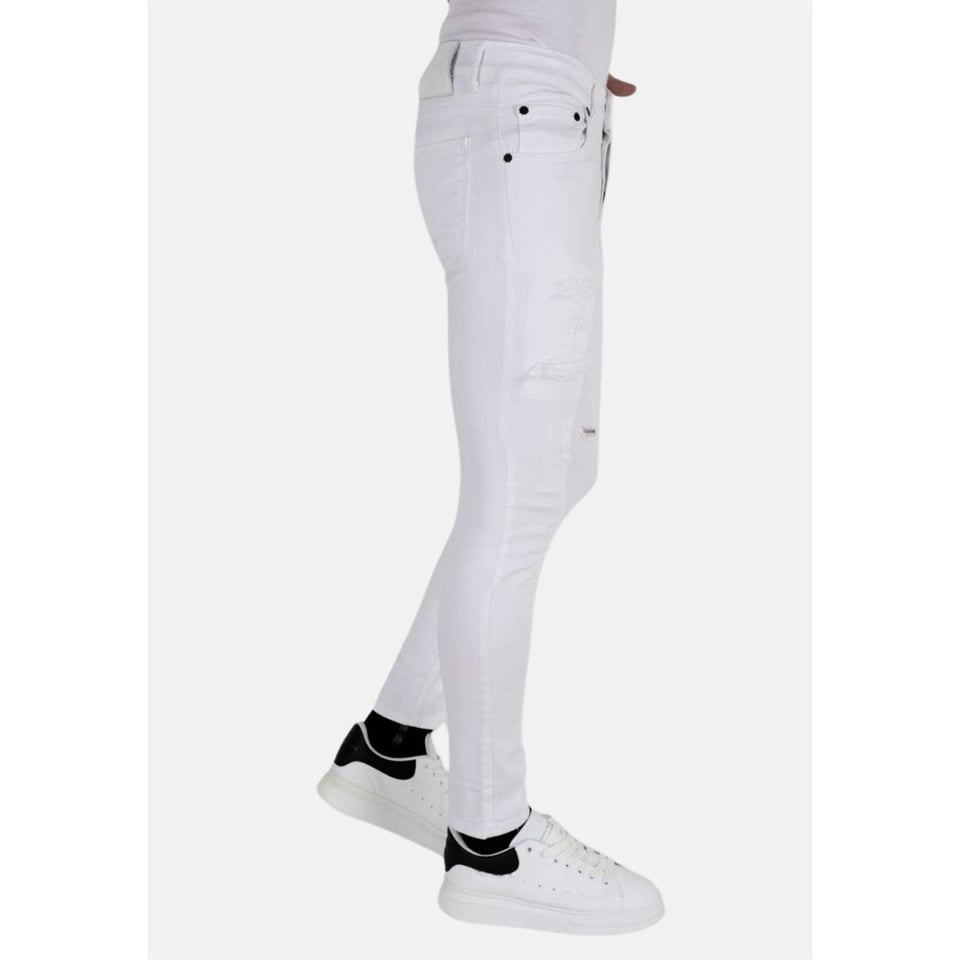 Witte Ripped Jeans Voor Heren Slim Fit -DP106