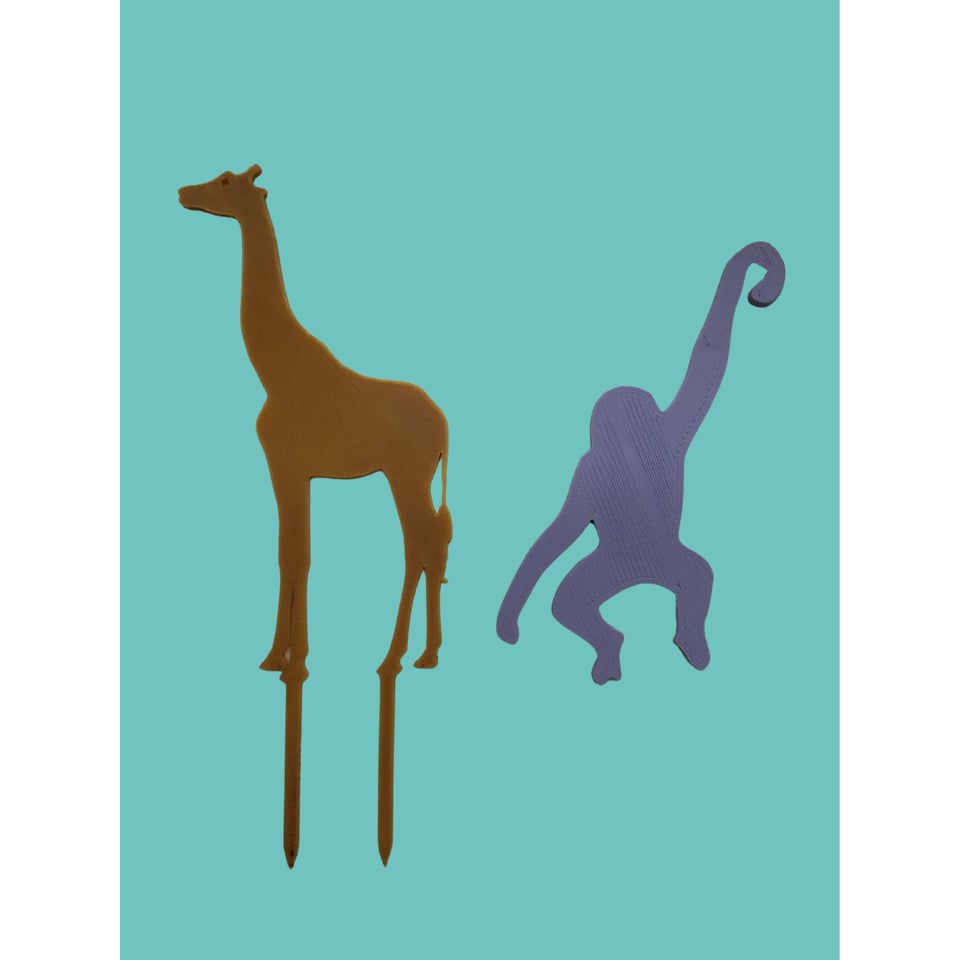 Plantenaccessoire van een aap en giraffe