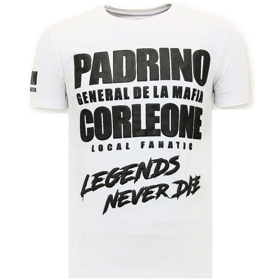 Exclusieve T-Shirt Heren - Padrino Corleone - Wit