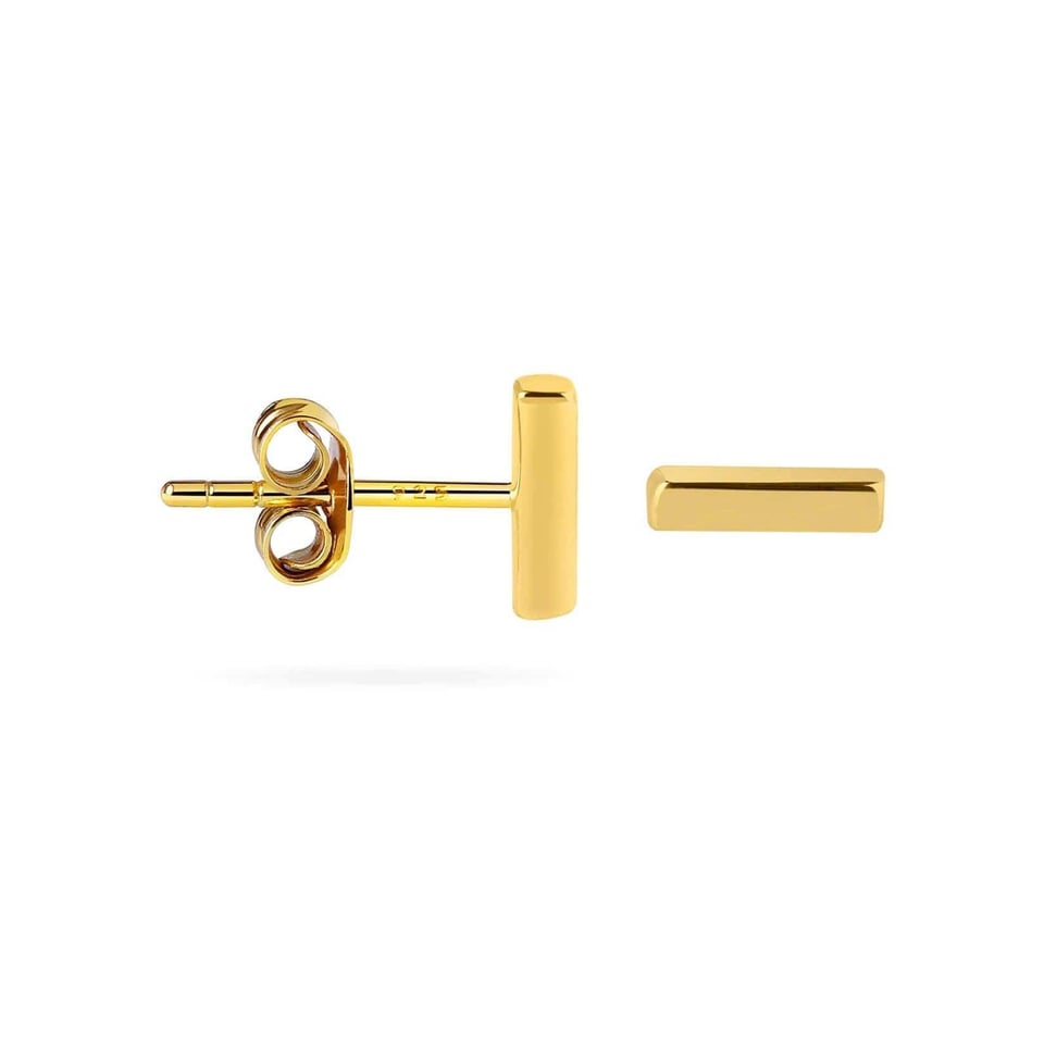 Gold Plated Bar Stud Earring