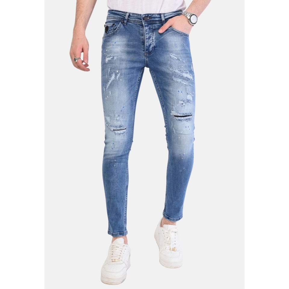 Lichtblauwe Jeans Heren Met Gaten - 1059 - Blauw