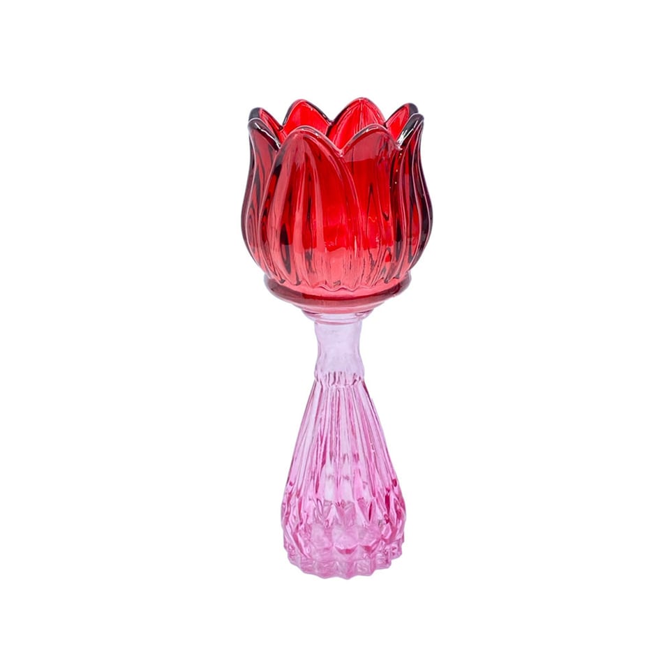 Vaasje Tulp Pink Mix Glas 7x18cm in 4 Kleuren