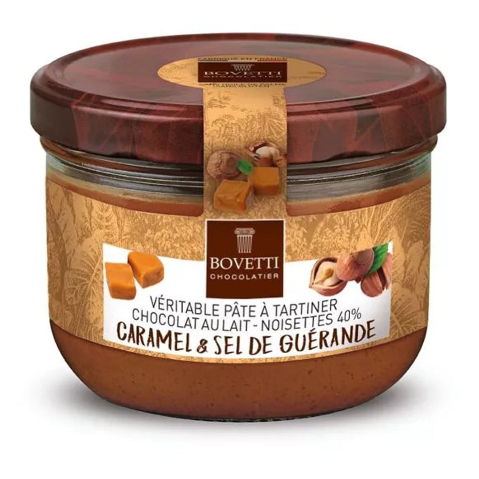 HAZELNOOT/CHOCOLADE SPREAD, MELKKARAMEL en ZOUT 200G