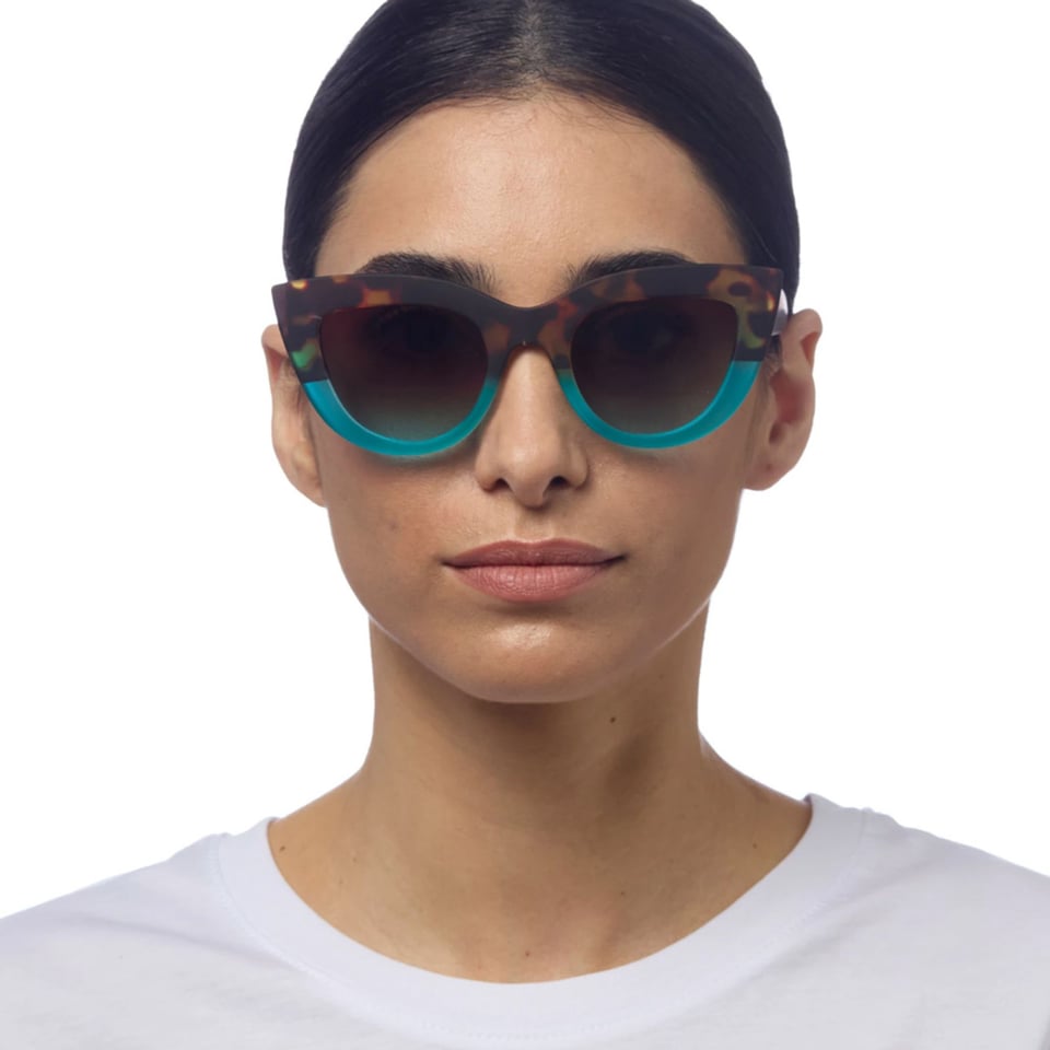 Zonnebril CLAUDIA Big Cat-Eye Havana Blue OK013-HB - Kleur: Blue - Artikelnummer: OK013-HB