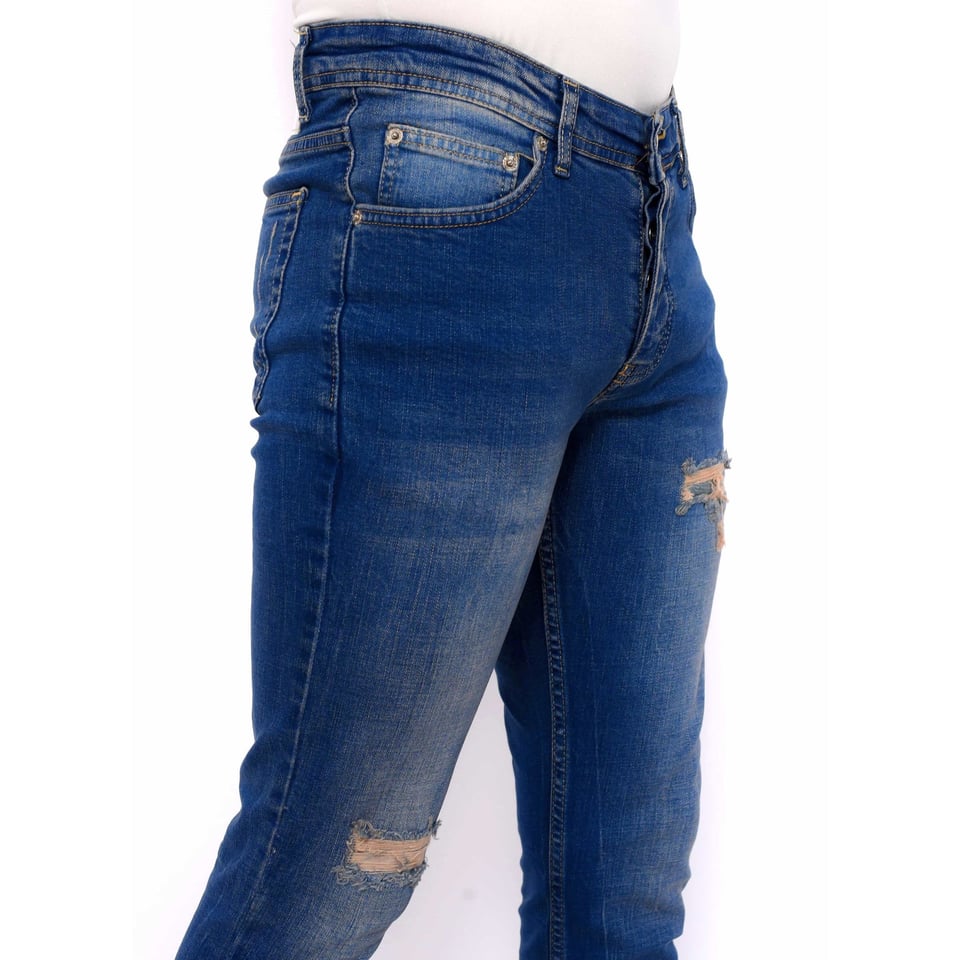 Ripped Jeans Heren Slim Fit Strech -DC-046- Blauw