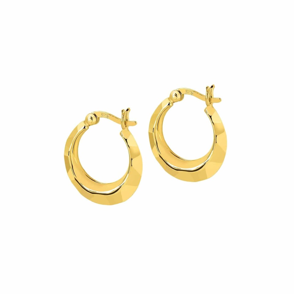 Gold Plated Hammered Hoop Earrings