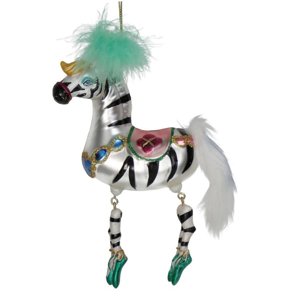Kerstbal Zebra Met Bungelende Voeten