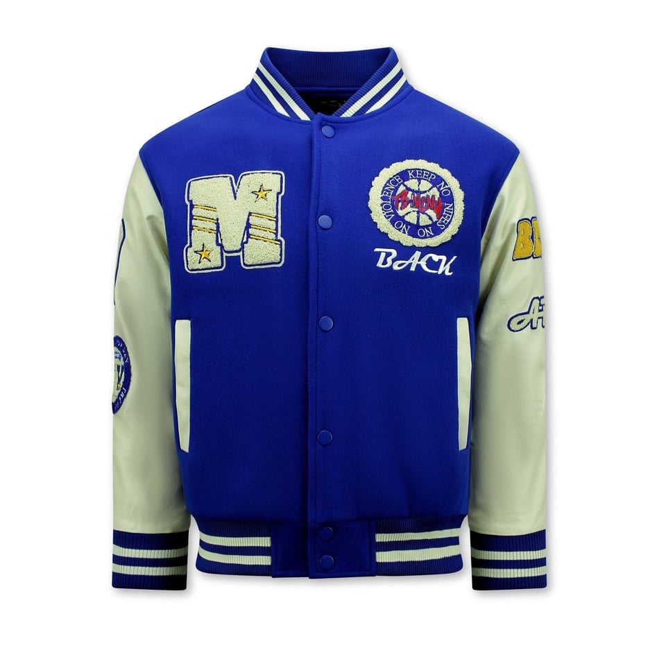 Vintage Oversized American Baseball Jacket Heren - 7086 - Blauw