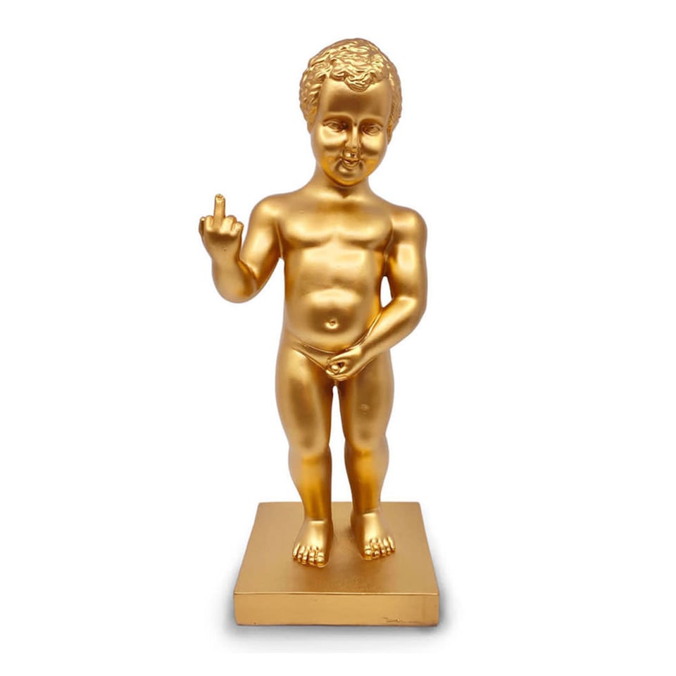 Beeld Manneken Pis Fuck You Goud 20x45cm