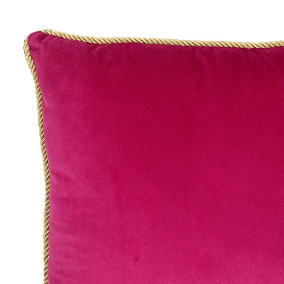 Sierkussen Fuchsia Fluweel 45x45cm Gouden Bies