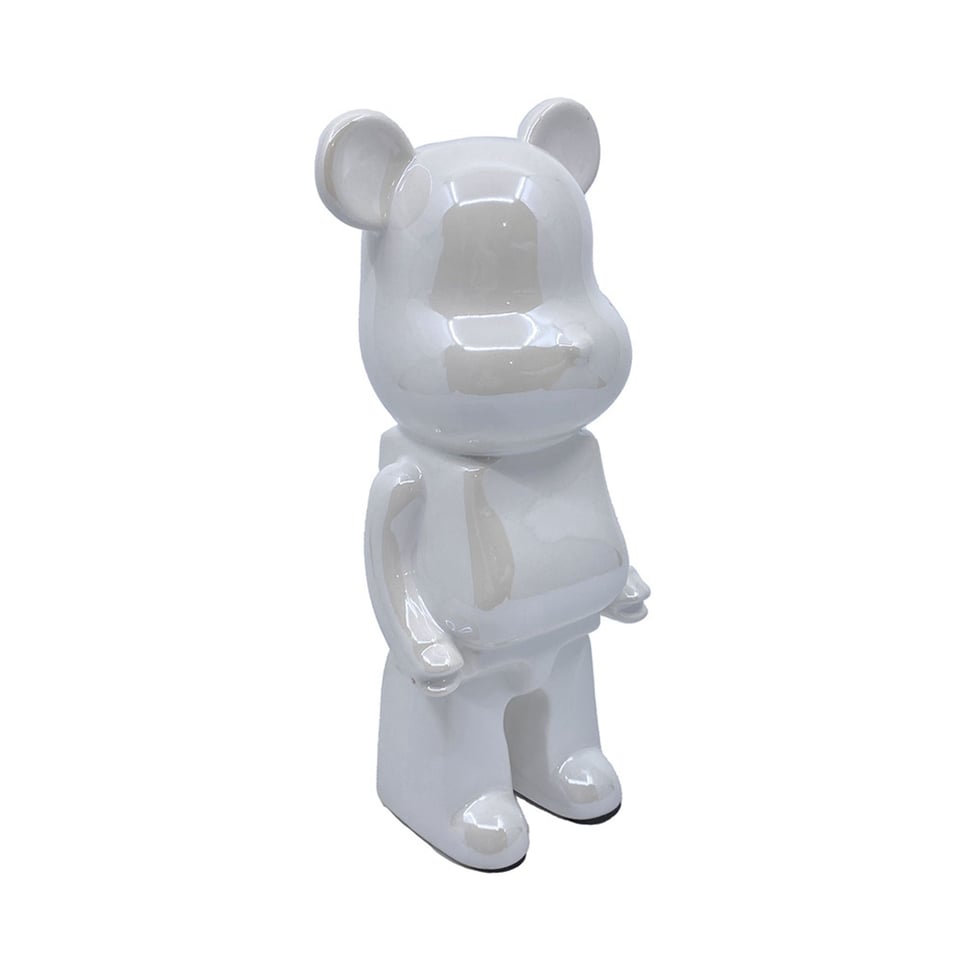 Beeld Design Teddy Beer Glans Wit Keramiek 22cm