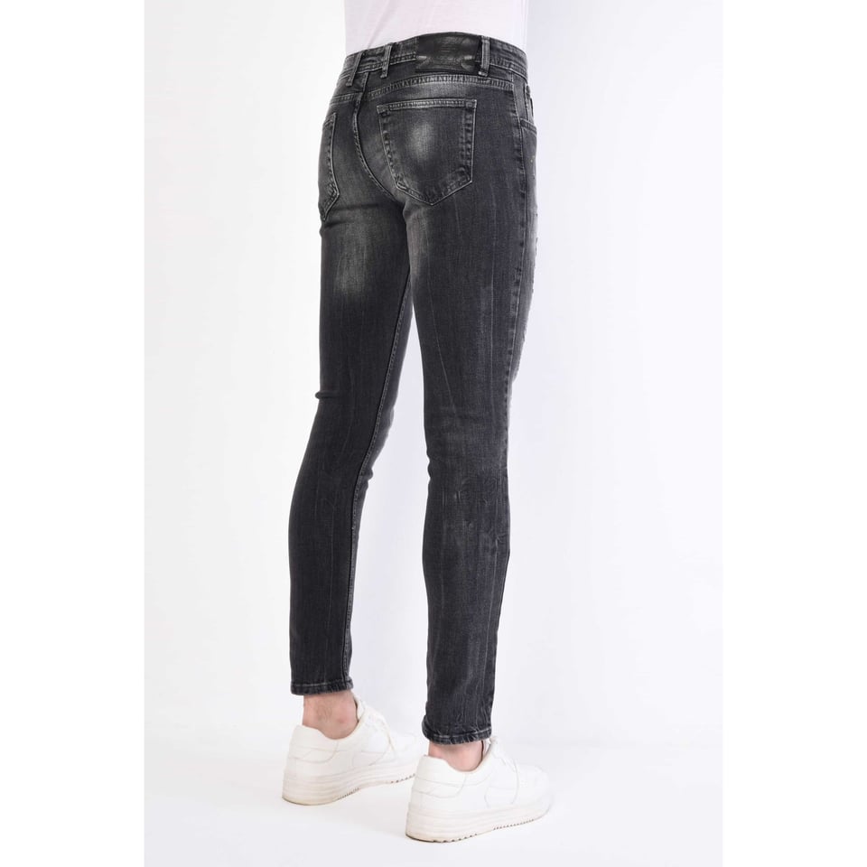 Slim Fit Heren Jeans Met Gaten - 1055 - Grijs