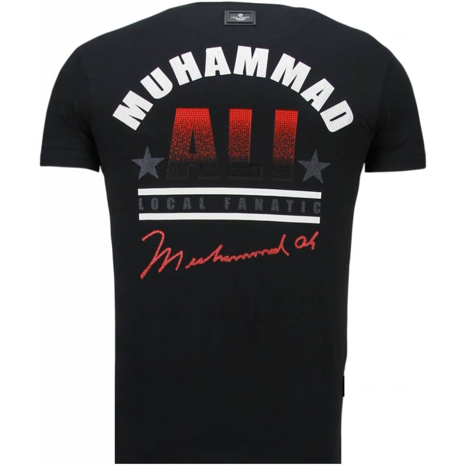 Muhammad Ali - Rhinestone T-Shirt - Zwart