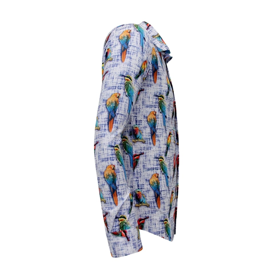 Overhemd Met Vogelprint - 3122 - Blauw