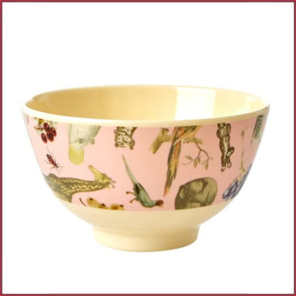 Rice Rice Melamine Bowl with Pink Art Print - Joëlle Wehkamp - Small