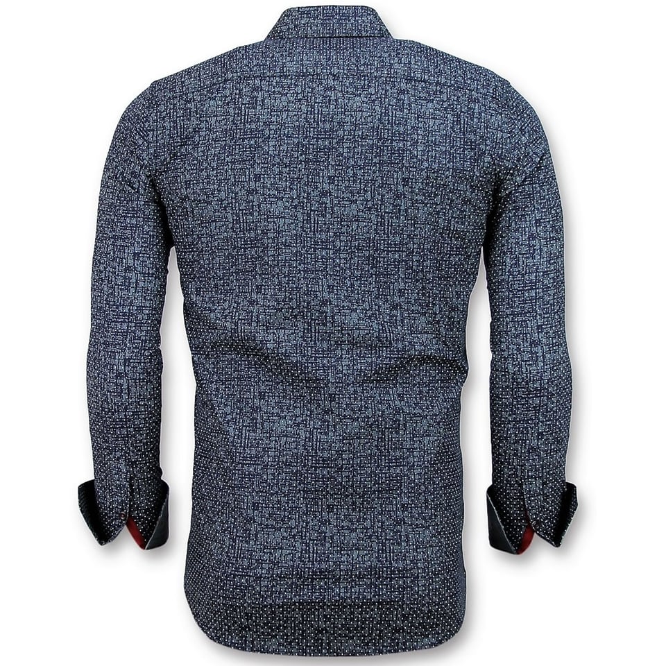 Slim Fit Overhemd Mannen - Grundge Texture Heren - 3024 - Navy