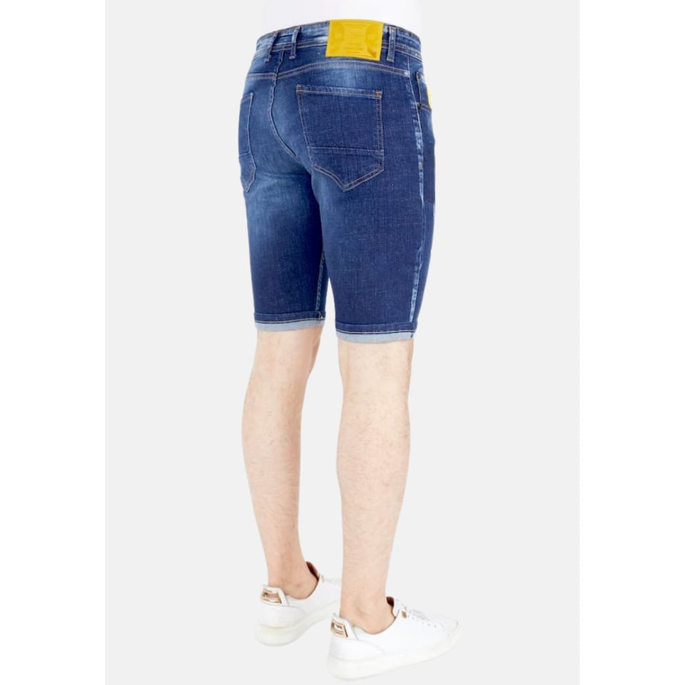 Korte Heren Broek Met Verfspatten - 1051 - Blauw