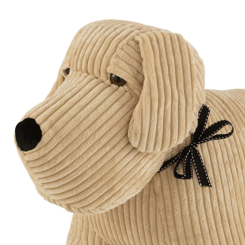 Poef & Deurstop Hond Beige Corduroy 81x45cm