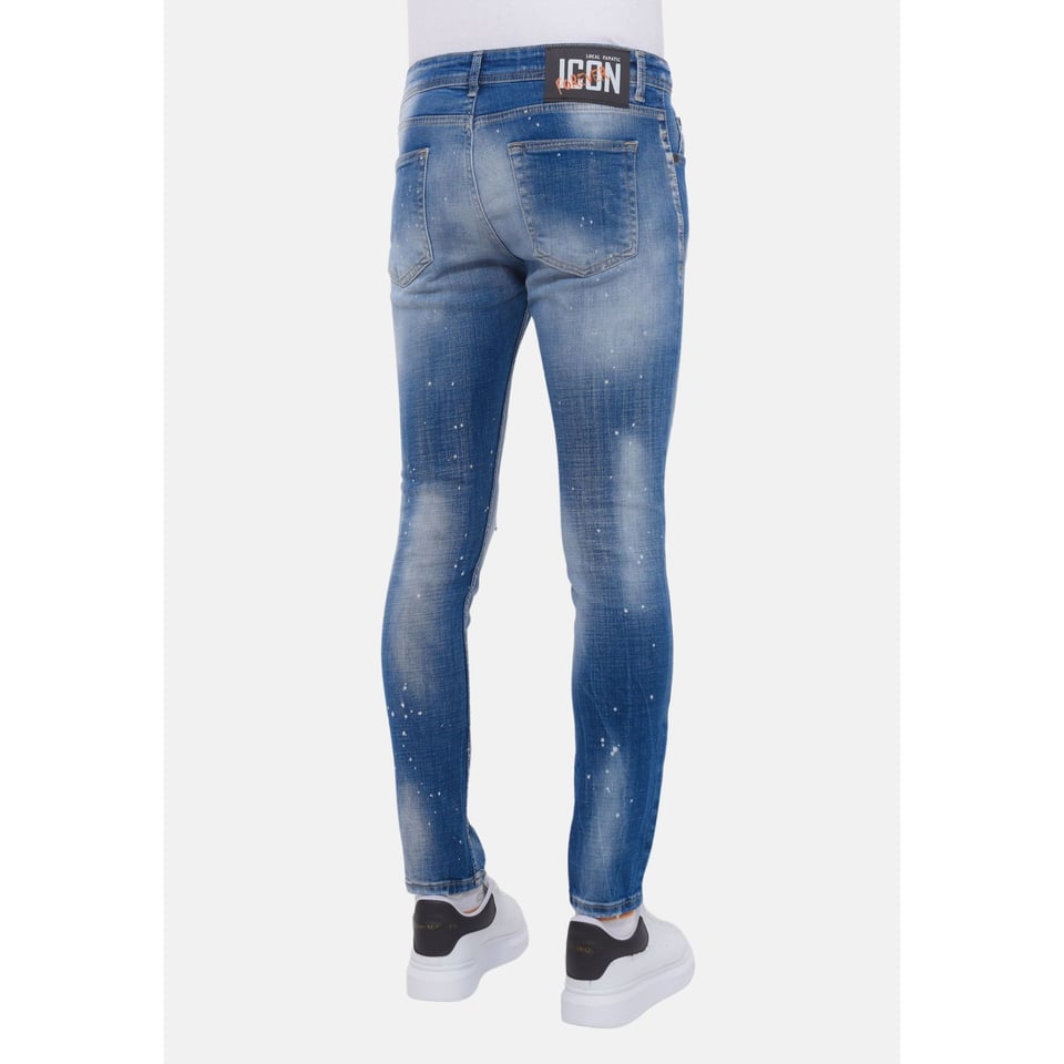 Ripped Stonewashed Jeans Heren - Slim Fit -1073- Blauw