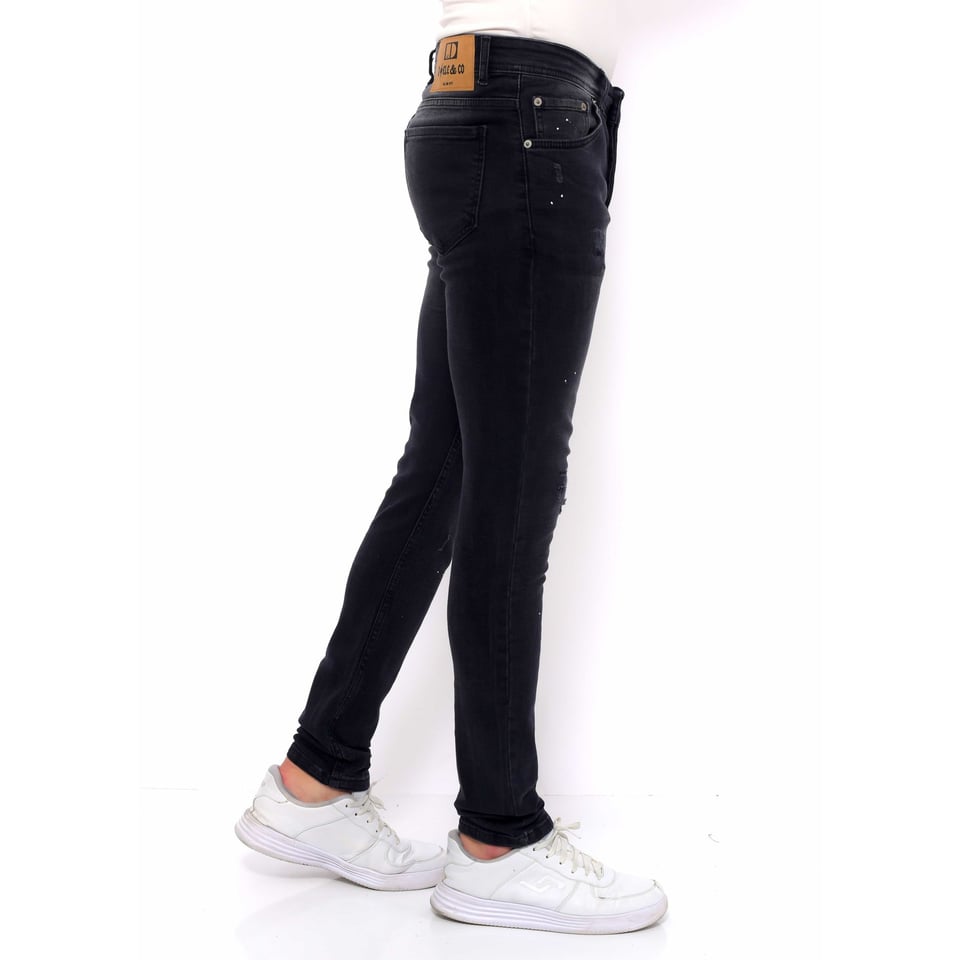 Ripped Heren Jeans Versleten Slim Fit -DC-050- Zwart