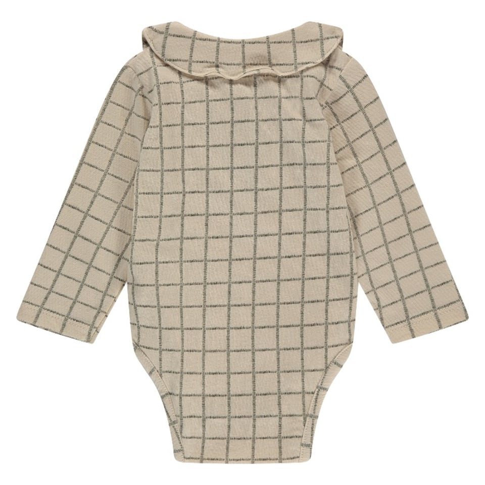 A Tiny Story Baby Romper Checkered Snow