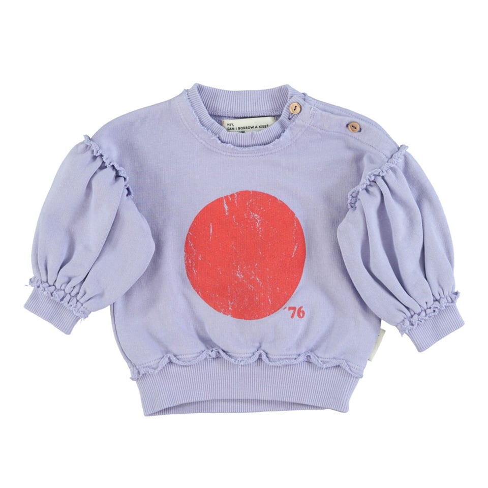 Piupiuchick Baby Sweatshirt with Balloon Sleeves Lavender with Red Circle Print