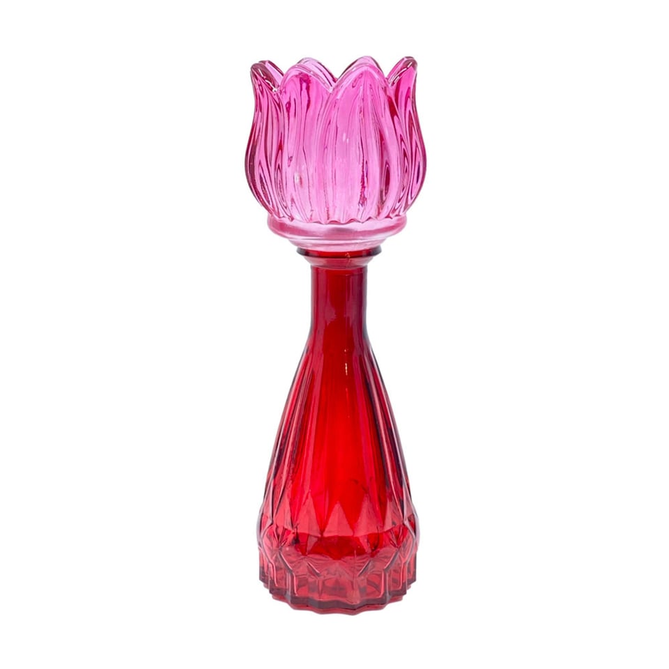 Vaasje Tulp Pink Mix Glas 7x22cm in 4 Kleuren