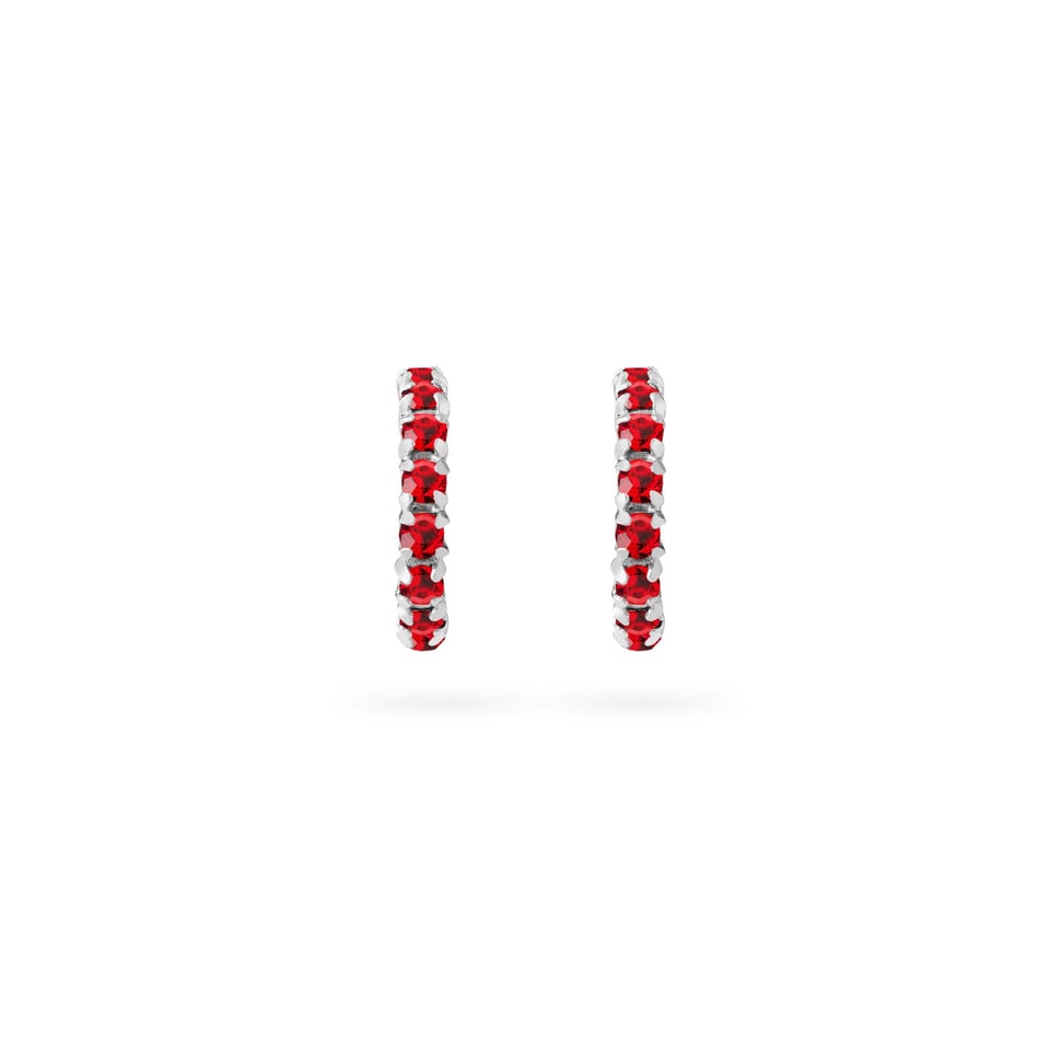 Light Ruby Stud Hoop Earrings 925 Sliver - Light Ruby / 925 Sterling Silver / 10mm