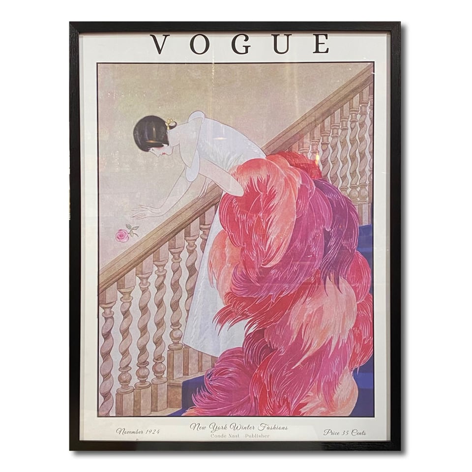 Poster Vogue Lady on Stairs Multicolor 62x82cm Ingelijst