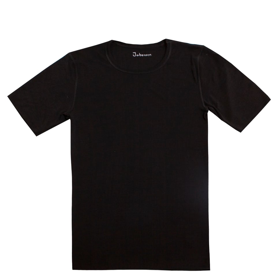 Kenn, Wol/zijde T-Shirt Korte Mouw, Zwart