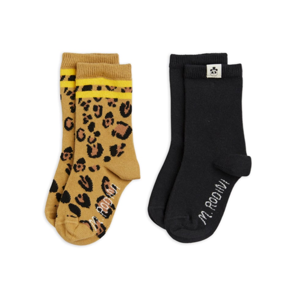 Mini Rodini Basic Leopard 2-Pack Socks