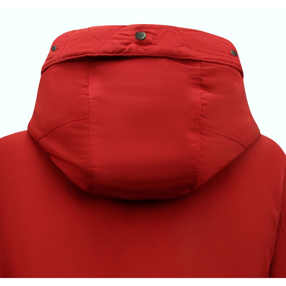 Lange Gewatteerde Jas Dames Sale - 8836 - Rood