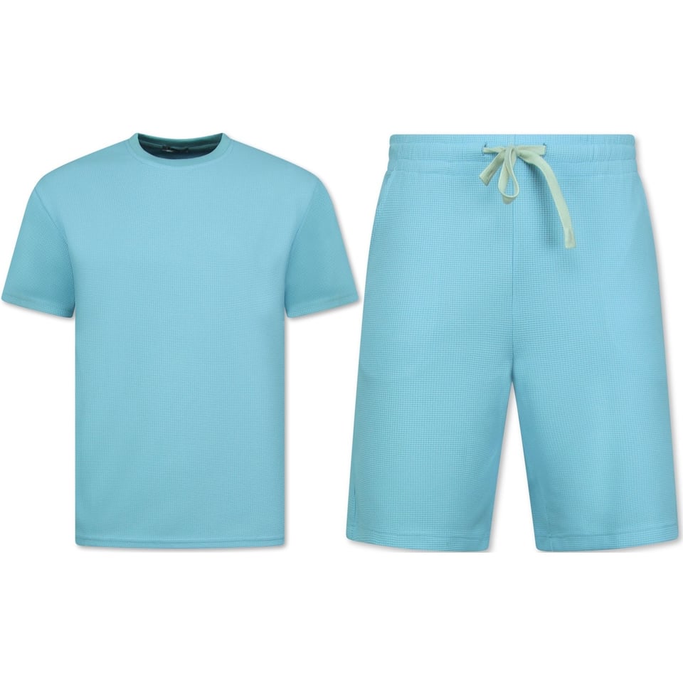 Zomerset Heren - Ribbed Oversized - Two Piece Setje - Twinset - Co Ord Set - 918 - Turquoise