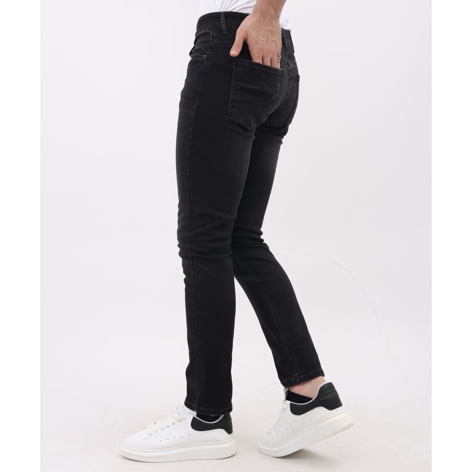 Nette Regular Fit Mannen Stretch Spijkerbroek - Heren Jeans - MM-R-05 -Zwart